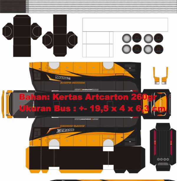 Pola Papercraft Bus 27 Dua Tujuh Trans Jetbus 5 - Gambar 3