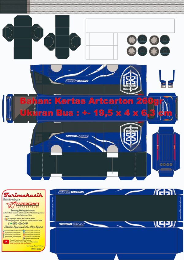 Pola Papercraft Bus 168 Satu Enam Delapan Trans Srikandi Jetbus 5