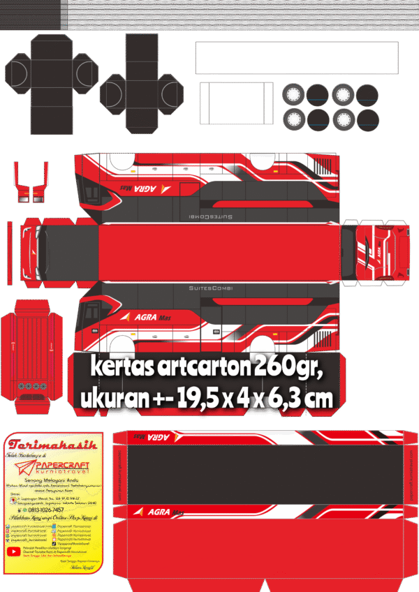 Pola Papercraft Bus Agra Mas Suite Combibus - Gambar 2