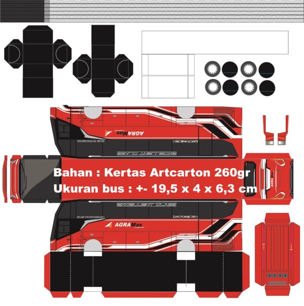 Pola Papercraft Bus Agra Mas Jetbus 5 - Gambar 2