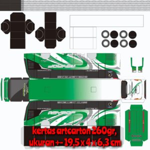 Pola Papercraft Bus Asyrof Hijau Tuan Muda Jetbus 5