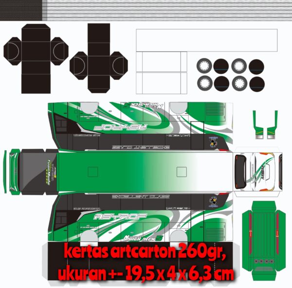 Pola Papercraft Bus Asyrof Hijau Tuan Muda Jetbus 5