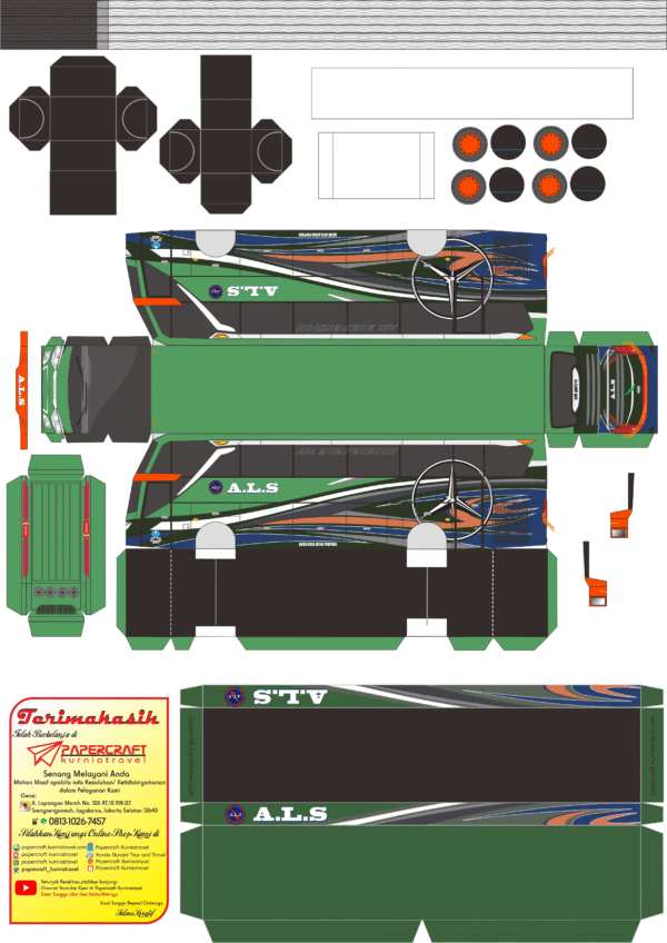 Pola Papercraft Bus Antar Lintas Sumatera (ALS) Jetbus 3