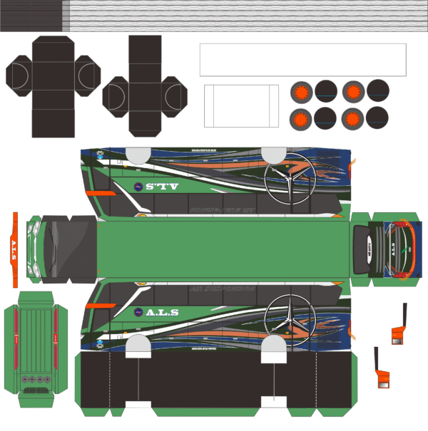 Pola Papercraft Bus Antar Lintas Sumatera (ALS) Jetbus 3 - Gambar 2