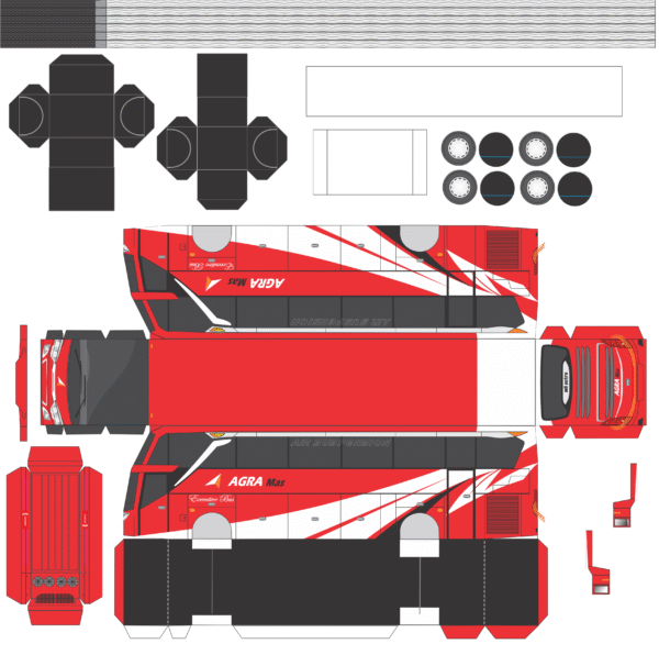 Pola Papercraft Bus Agra Mas Jetbus 3 - Gambar 3